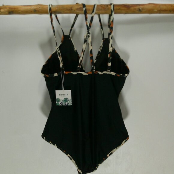 B2prity NWT One Piece Swimsuit V Neck Black Tummy Control Size Large. - Picture 4 of 5